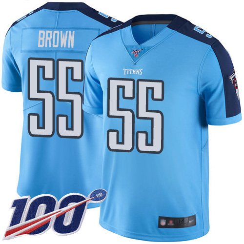 Tennessee Titans Limited Light Blue Men Jayon Brown Jersey NFL Football 55 100th Season Rush Vapor Untouchable